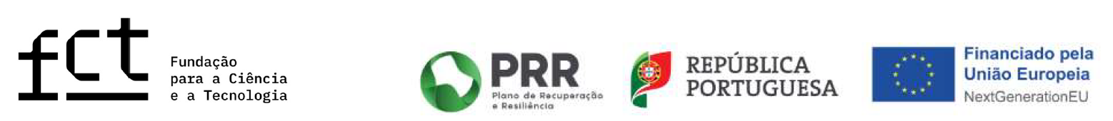 Logotipos FCT; PRR; República Portuguesa; União Europeia
